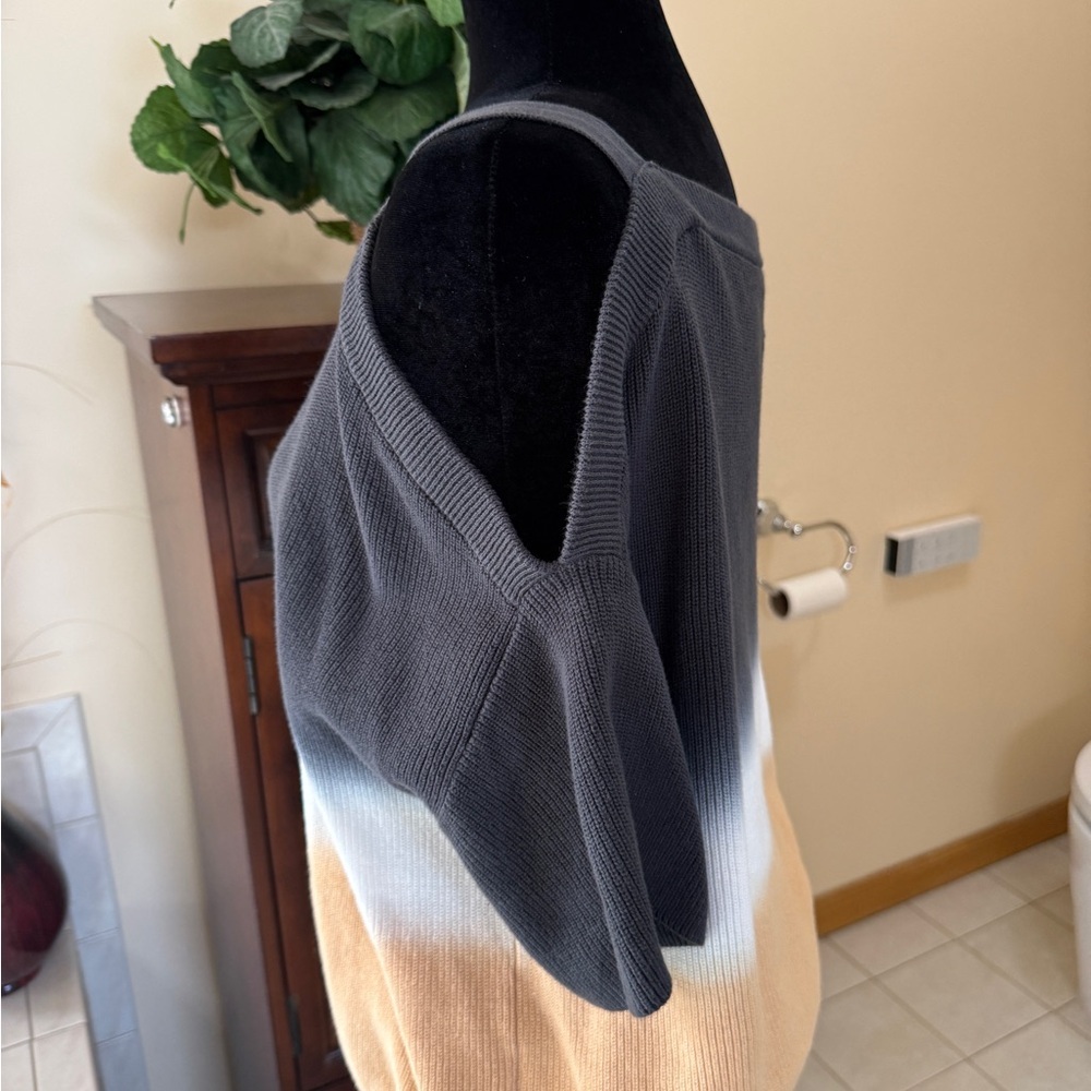 Michael Stars Cold Shoulder Ribbed Gradient Colors Knit Sweater Top - Picture 3 of 10
